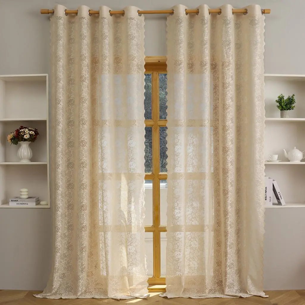Lace Curtain, Modern Simple Retro Curtain, Window Curtain for Home Living Room Bedroom, Home Decor, Room Decor, Home Accessories, Net Curtains Window, Home Decoration Curtain