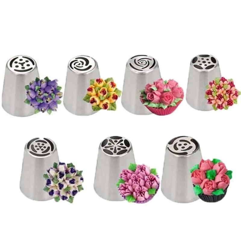 7-Piece Cream Pastry Decoration Set, Stainless Steel Russian Tulip Icing Tips, Beginner Piping Tips, Cupcake Cake Baking Tools, Dessert Decorating Kit, Pastry Decorative Kit, Baking Supplies