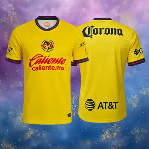 24 25 Mexico LIGA MX Club America Home Yellow Short Sleeve Soccer Jersey Fans Version Breathable