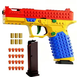 DIY kids' building block toy gun with toy bullets Shootable and detachable safety material