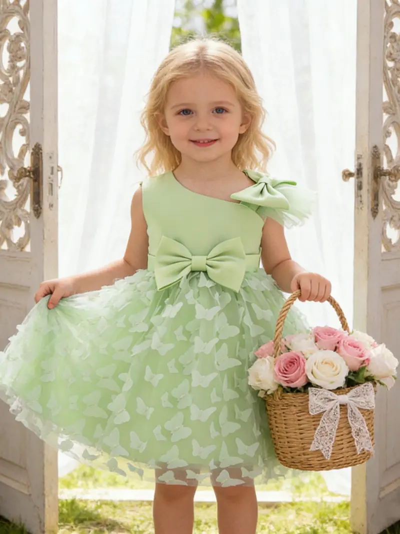 formal dress for baby girl Baby Short Flower Girl Satin Top 5873S Sky Blue / 24M main image 0