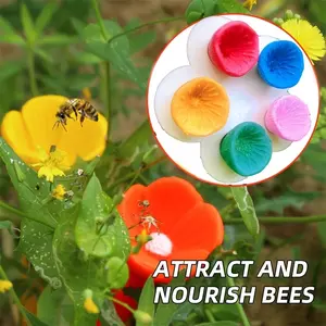 Bee Insect Water Cup Set, Flower Shape Feeding Station, Hummingbird Feeder, Attracts Bees Butterflies Hummingbirds, Outdoor Bee Bath Bowl, Garden Decor Gift, Outside