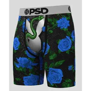 PSD Men's Playboy Snake Boxer Brief - Standard Length 7 Inch Inseam, Soft and Breathable Poly Blend Fabric