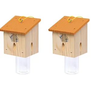 Carpenter Bee Trap Outdoor – Wooden Bee Catcher – 2 Pack – Reusable Pest Control