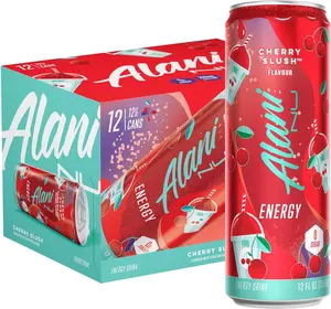 12 Pack- Alani Nu CHERRY SLUSH Sugar Free, Low Calorie Energy Drinks, 200mg Caffeine, Biotin B Vitamins, Zero Sugar, 10 Calories, 12 Fl Oz Cans