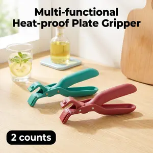 2-Count Heat Resistant Gripper Tongs, Multi-Purpose Anti-Scald Kitchen Tool for Bowls, Plates and Pots, and