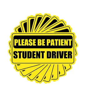 Student Driver Warning Sticker, 10 Counts/set Please Be Patient Student Driver Sticker, Self Adhesive Geometric Pattern Sticker for Cars & Window