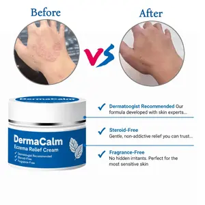 DermaCalm Natural Herbal Sensitive Skin Repair Cream – Fast Relief for Eczema, Dryness, Itching & Redness, Oatmeal Soothing Formula, Non-Irritating & Fragrance-Free – 30 g