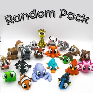 RANDOM Pack of MINI Bright Eyed Pocket Pal | 3D Printed Mini Animals | Flexi Animal | Flexi Desk Pet | Mini Fidget Animals | Sensory Fidget Animal