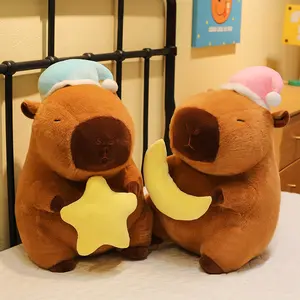 New Creative Good Night Series Capybara Doll Comforting Sleeping Companion Plush Toy Pillow for Children's Gifts
