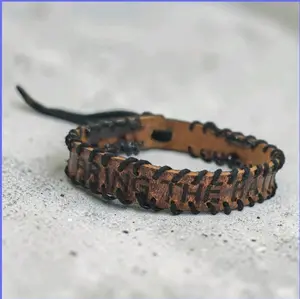 "Bring the Battle" Handmade Braided Leather Bracelet with custom burned design