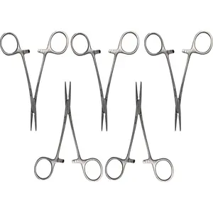 Set x 5 Orthodontic Dental Mosquito Forceps – 12.5 cm Straight - Finely Serrated Tips/One-Year Warranty - Made for The USA by Premium Orthodontics - Orthodentalusa Corp. (NA-17140)