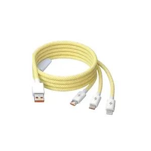Three-In-One Fast Charging Durable Cable USB-A to Type-C, Compatible with iPhone 14 13 12 Pro Max, Samsung, Xiaomi, Oneplus, Redmi