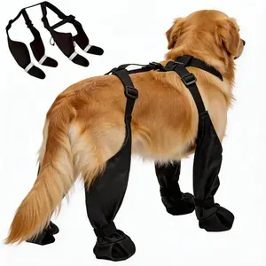 4-Pack All-Season Dog Boots with Security Harness​ – Waterproof Anti-Slip Shoes for Hot Pavement, Snow & Rain, Adjustable Paw Protectors for Small/Medium/Large Dogs