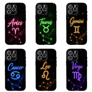 Zodiac Signs Themed Phone Case,Cute Neon Zodiac Gift,Tough phone case,for iPhone 17 16 15 14 13 12 11 Plus Pro Max and for Samsung S21 S22 S23 S24 S25 S26 Fe/Plus/Ultra,The Best Gift for Yourself, Partner,Friends, and Family, Phone Accessories