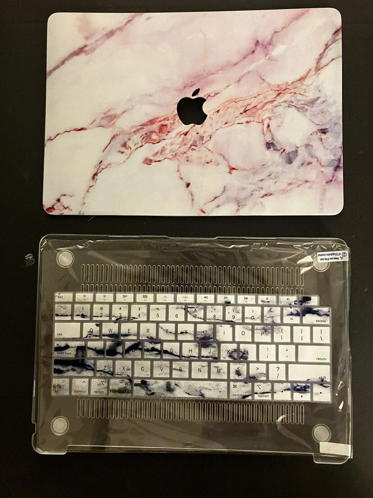 MacBook Air 13" Keyboard Skin & Case A2179 A1932 White & Purple Marbled