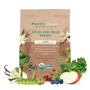 Nutrilite Organics All-in-One Meal Powder – Vanilla 15 Servings Vegan Protein Shake Mix with Fiber, Vitamins & Minerals