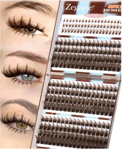 Brown Lash Clusters With Spikes Bottom Eyelash Clusters Wispy Cluster Eyelash Extensions Brown Manga Lash Clusters Fluff Individual Lashes 12-18MM 264Pcs by Zegaine
