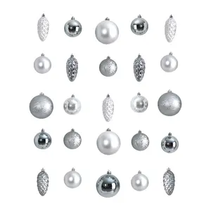 Nearly Natural 23 Lux Plastic Ornament Set with Container