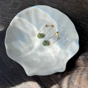 Natural Hetian Jade Drop Earrings