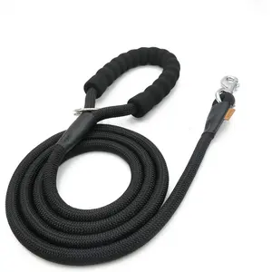 Dog Leash, Braided Rope Traction – Walking Training Lead for Medium/Large Dogs ((1/2") x 6FT, Black)