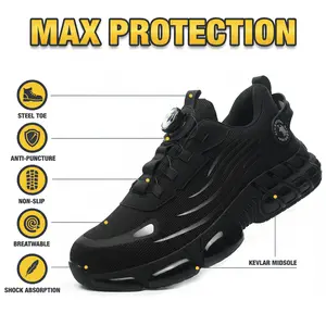Steel Toe Men's Work Sneakers Mesh Breathable Safety Shoes Durable Anti-Slip Comfort Fit All Seasons Casual Striped Design Elastic Closure Non-Slip EVA Sole Industrial Construction Protective Footwear Lightweight Puncture Proof Sneakers for Men