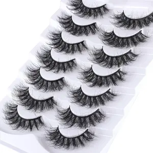 Lashes Eyelashes 8D Fluffy False Eyelashes Wispy Faux Mink Lashes Light Weight Fake Eyelashes Cat Eye Lashes 7 Pairs Pack, Black