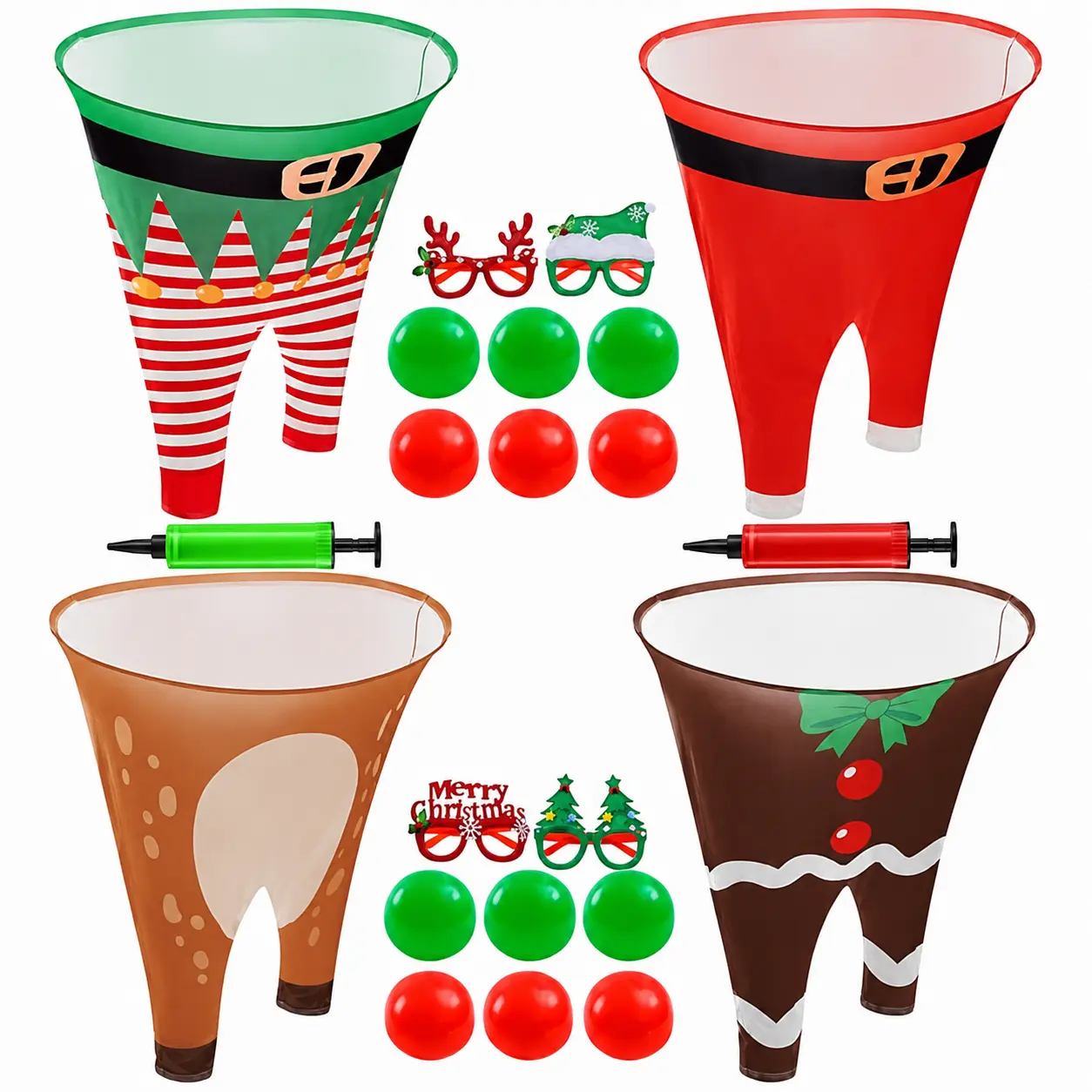 1/2/4PC Giant Granny Panties Toss Game Oversized Rip-Resistant Nylon Yard Game Set with Inflatable Bouncy Balls and Pump or Snowballs Funny Indoor Outdoor Family Party Game for Kids and Adults Christmas Gift