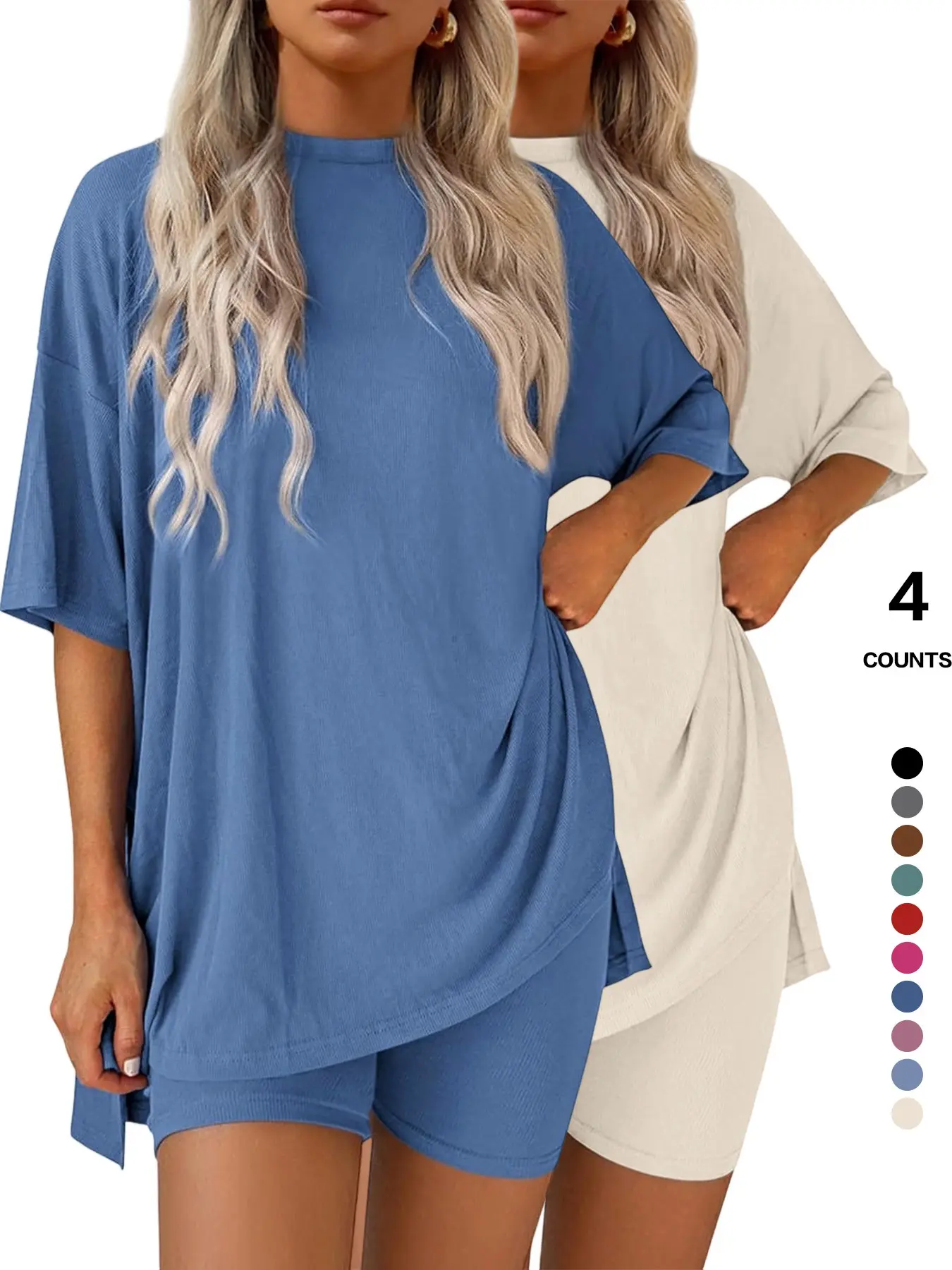 Lounge Set Cozy Mama Set, Women 2 Piece, Oversized Crew Neck T-Shirts for Comfort and Style Lounge Set Cozy Mama Set, Women 2 Piece, Oversized Crew Neck T-Shirts for Comfort and Style