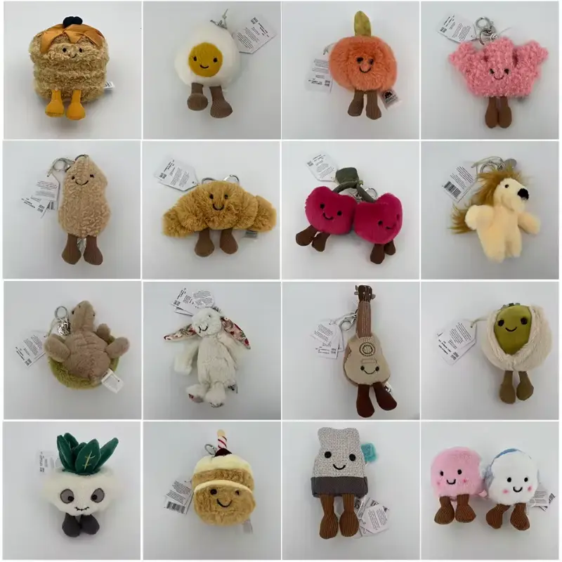 2026 Jellycat Style Cute Mini Plush Bag Charm Keychain, Soft Kawaii Stuffed Animal Backpack Purse Charm, Adorable Bag Accessory Gift for Girls Kids Collectors