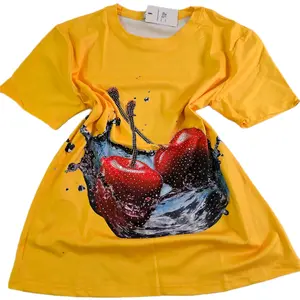 Blusa with Cherries Design - Yellow Top Featuring a Unique Cherry Graphic Print