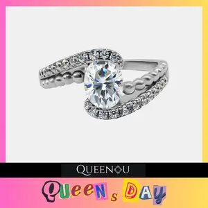 【736】December QUEENSDAY "Heavenly Romance" Hybrid-lined Tension Set 2 Carat Oval Cut Synthetic Moissanite Ring– Luxurious and Elegant Gift for Special Occasions