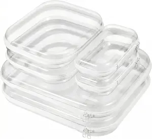 Multi-Size Clear Hard Shell Zipper Storage Bags 6PCS, Waterproof Visible Organizer Pouches for Kids Toys, Beads, Washi Tape, Small Jewelry, Travel Toiletry & Electronic Accessories