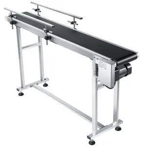 fathersdaygift VEVOR Belt Conveyor, 59x 7.8 inch Conveyor Table, Heavy Duty Stainless Steel Motorized Belt Conveyor for Inkjet Coding Applications Powered PVC Belt Anti-Static Adjustable Speed (Double Guardrail)