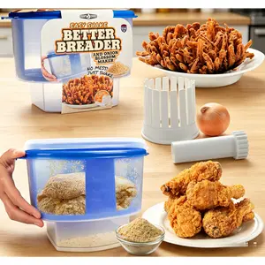 Onion Blossom Maker w The Original Better Breader Bowl- All-in-one Set w Blooming Onion Slicer & Mess Free Batter Breading Station- Combo Kit Great for Weekly Meal Prep- Made in the USA