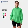 Fisoew Women's Lady Basic Oversized Mock Neck Fleece Sweatshirt - Long Sleeve Pullover with Thumbholes, Comfortable Fit, Layering Top Combo for Chilly Day Casual Loungewear (Long Sleeve Tops Women)