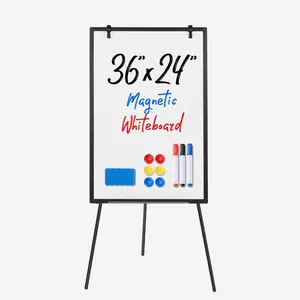 Magnetic Dry Erase Whiteboard Easel Stand, 36x24 Inch Height Adjustable Portable Aluminum Frame White Board for Home Office Classroom Teaching