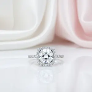 3.0 Ct Cushion Cut Halo Engagement Ring