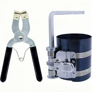 Piston Ring Tool Kit, Alloy Steel Compressor & Pliers with Adjustable Safety Screws, Heavy-Duty Alloy Steel with Universal 2-1/8" to 7" Range, Saves Time & Prevents Damage During Engine Rebuild