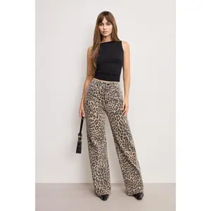 GOOD EASE MID-RISE BAGGY WIDE LEG JEAN | LEOPARD PRINT Tall Girl Friendly 34" Inseam