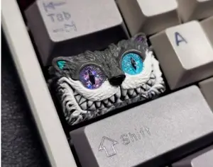 1.75U Resin Artisan Keycap - Cheshire Cat Design, Custom Handmade Keycap for Cherry MX Mechanical Keyboards, Alice in Wonderland