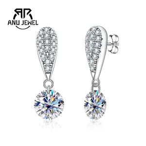 AnuJewel Moissanite Dangle Earrings 3CT A pair Drop Earrings  D Color VVS1 925 Sterling Silver Women's Earrings Jewelry for Anniversary Brithday Daily Travel Proposal with Certificate