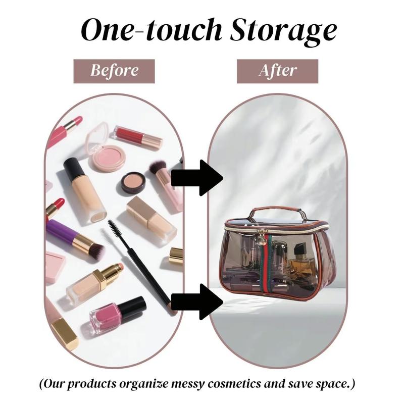 Large Capacity Makeup Bag, 1 Count Waterproof Transparent Travel Organizer, Cosmetic Storage Bag for Toiletries & Cosmetics