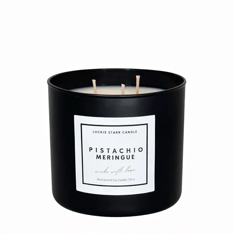 Luckie Starr Candle Pistachio Meringue Large 3 Wick Soy Candle Strong Scented 14 oz Hand-Poured