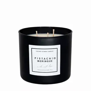 Luckie Starr Candle Pistachio Meringue Large 3 Wick Soy Candle Strong Scented 14 oz Hand-Poured