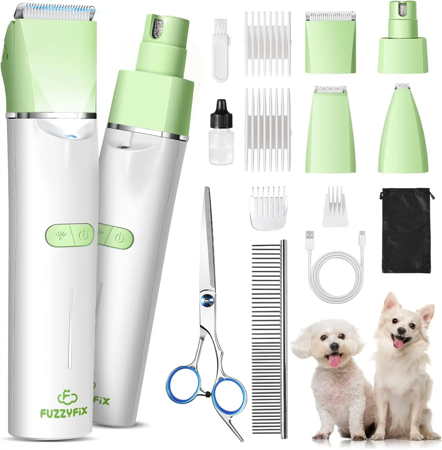 [Juggler] Fuzzyfix 4 in 1 Dog Grooming Kit , Cordless Cat Paw Trimmer Dog Nail Grinder, for Cat Matted Hair and Small Dogs Thick Coats
