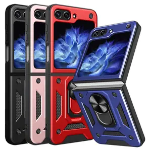 Doemoil For Samsung Galaxy Z Flip 5 5G Hybrid Camera Slide Cover Ring Stand Armor Case