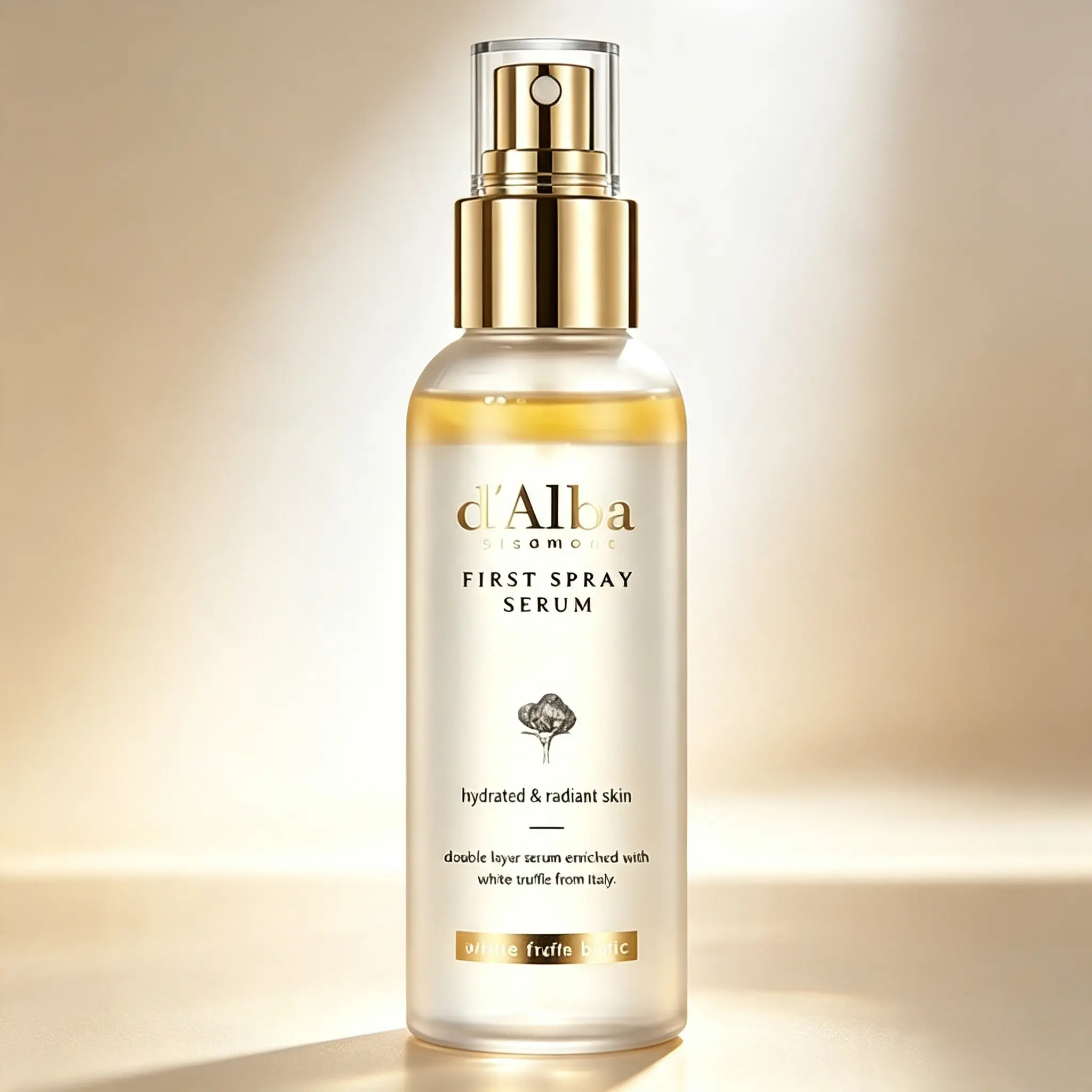 d'Alba White Truffle Vegan Serum Spray, Light Glow Facial Mist for Hydration & Makeup Refresh