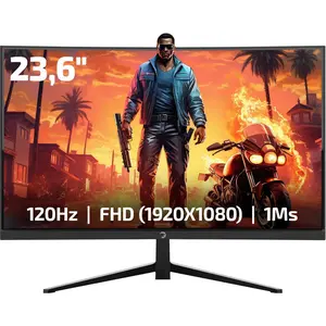 F10 23.6 Inch Curved Gaming , 120Hz 1080p Display, 1ms Response Time,  FreeSync, HDR Support, 125% sRGB, RGB Backlight, Dual Speakers, Zero Frame Design, HDMI and VGA Inputs,1800R