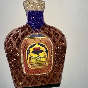 Crown Royal Original Car Freshie Bottle with Decorative Label and Sparkly Finish